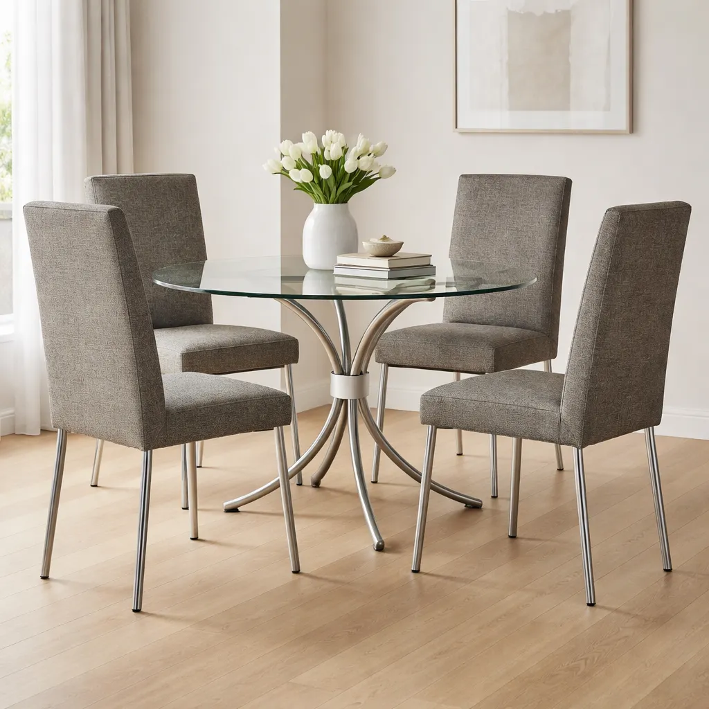 [SILLA 1730 CROMADA EN TELA MOCCA] SILLA 1730 CROMADA EN TELA MOCCA