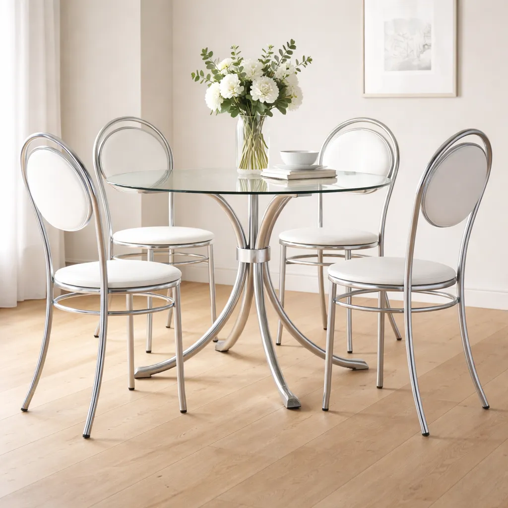 [SILLA 190 ACERO CROMADA CUERINA BLANCA] SILLA 190 ACERO CROMADA CUERINA BLANCA