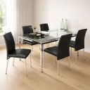 SILLA 306 ACERO CROMADO EN CUERO ECO NEGRO