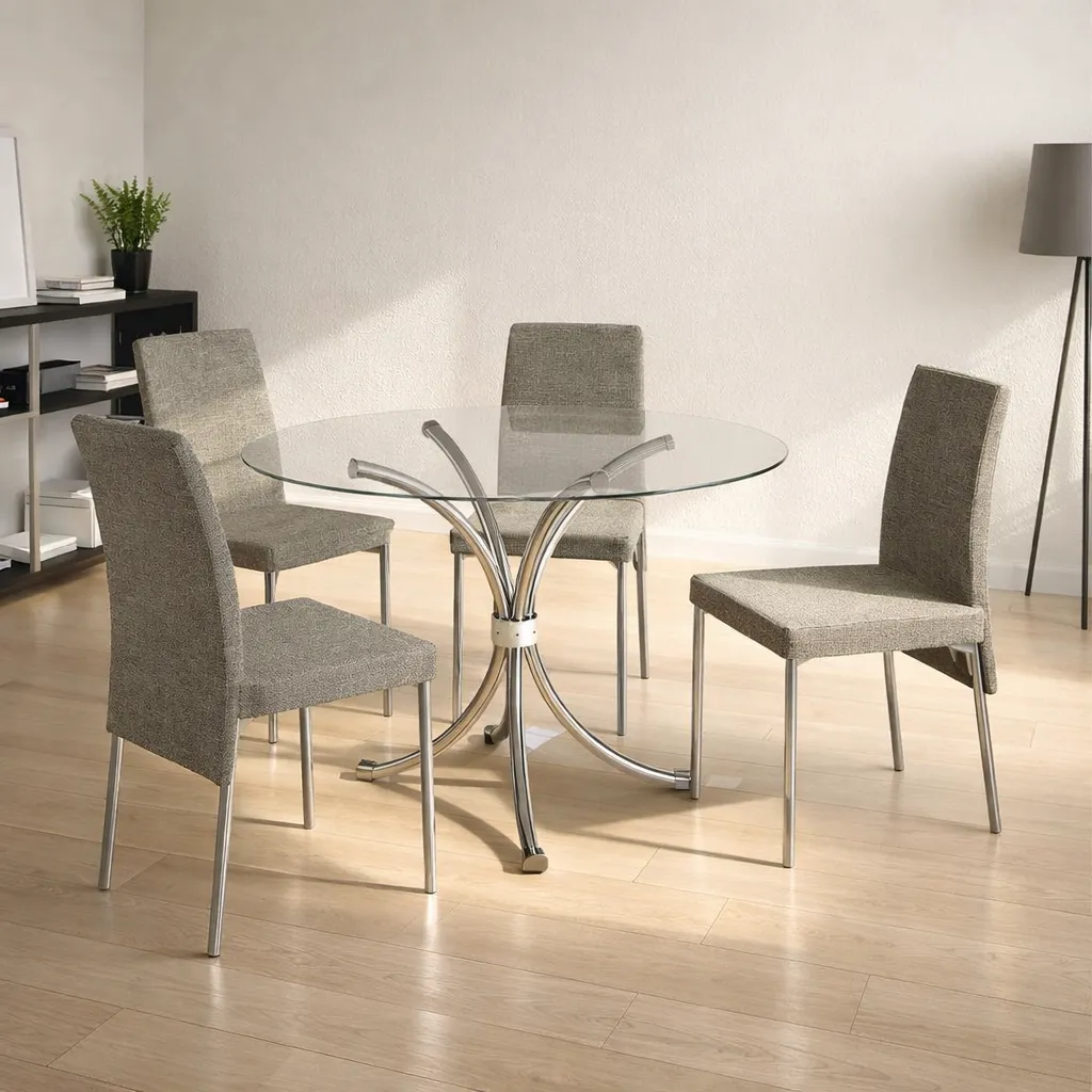 [SILLA 306 ACERO CROMADO EN TELA MOCCA] SILLA 306 ACERO CROMADO EN TELA MOCCA