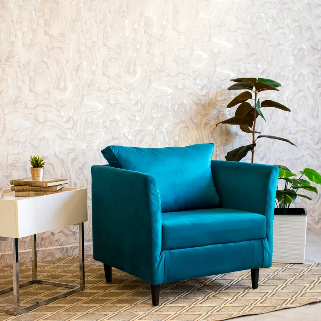 [POLTRONA KOMFORT COMPLEMENTO DE SOFA - 100481 TECIDO VELUDO AZUL] POLTRONA KOMFORT COMPLEMENTO DE SOFA - 100481 TECIDO VELUDO AZUL