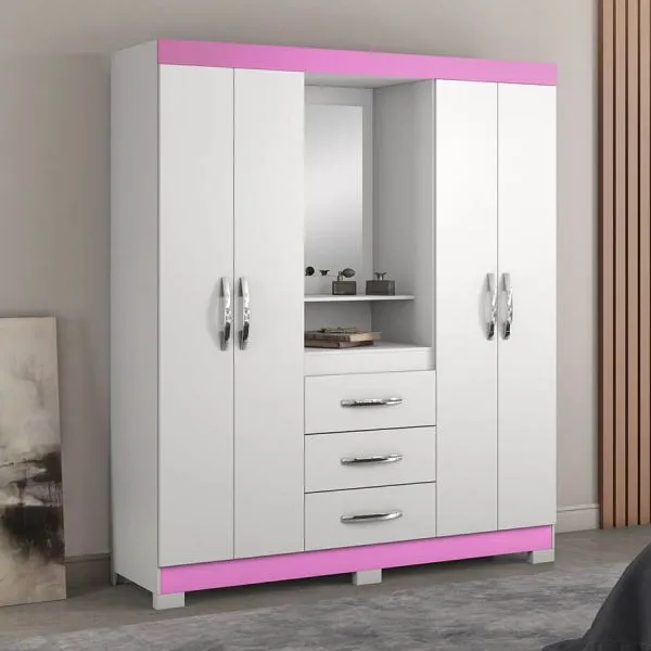 [NT5015 ROPERO CAPELINHA NEW CON ESPEJO - 129 BLANCO NEW ROSA] NT5015 ROPERO CAPELINHA NEW CON ESPEJO - 129 BLANCO NEW ROSA