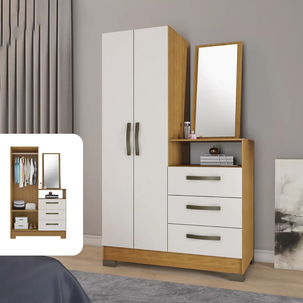 [NT5165 COMODA C/3 GAVETA 241 FREIJO TREND / OFF WHITE] Comoda Pívot Freijó Trend - Off White