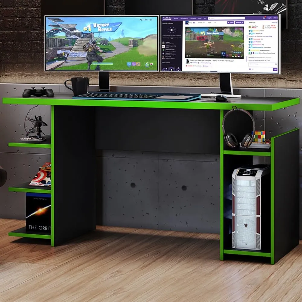 [NT2065 MESA GAMER - 176 NEGRO TX/VERDE] Escritorio gamer Drift Negro - Verde