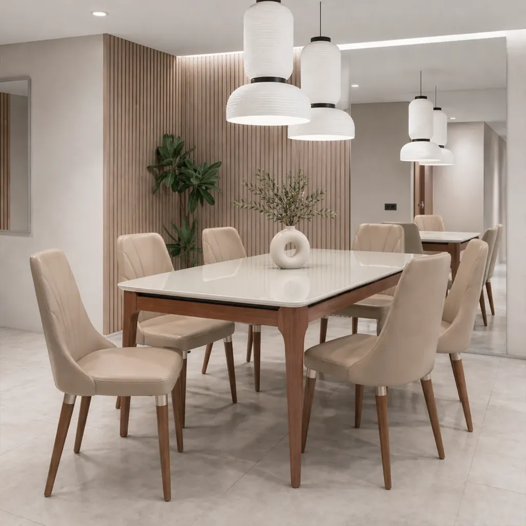 [PA1030251 MESA ADDAR 180CM C/VIDRIO OFF WHITE MATE/NATURAL] Mesa Addar 180 cm con Vidrio Off White Natural