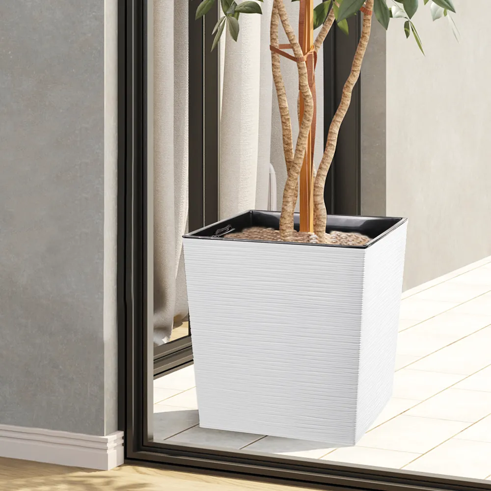 [MCX076000 MACETA CUADRADA ESTILO PIEDRA 30X30X30 - BLANCO] MCX076000 MACETA CUADRADA ESTILO PIEDRA 30X30X30 - BLANCO