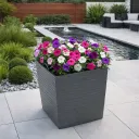 MCX076000 MACETA CUADRADA ESTILO PIEDRA 30X30X30 - PLOMO