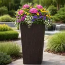 MCX087000 MACETA CUADRADA ESTILO RATÁN 30X30X57 - MARRON CAP.