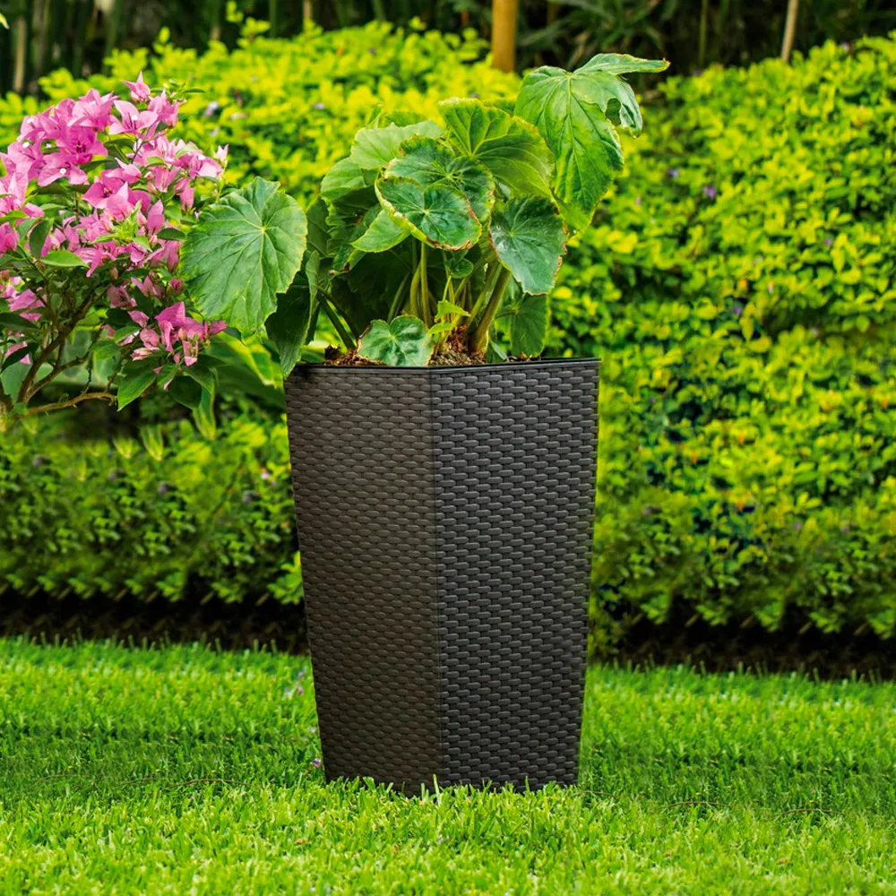 [MCX087000 MACETA CUADRADA ESTILO RATÁN 30X30X57 - MARRON MORO] MCX087000 MACETA CUADRADA ESTILO RATÁN 30X30X57 - MARRON MORO