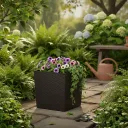 MCX088000 MACETA CUADRADA ESTILO RATÁN 40X40X40 - MARRON MORO