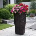 MCX089000 MACETA CUADRADA ESTILO RATÁN 40X40X76 - MARRON MORO