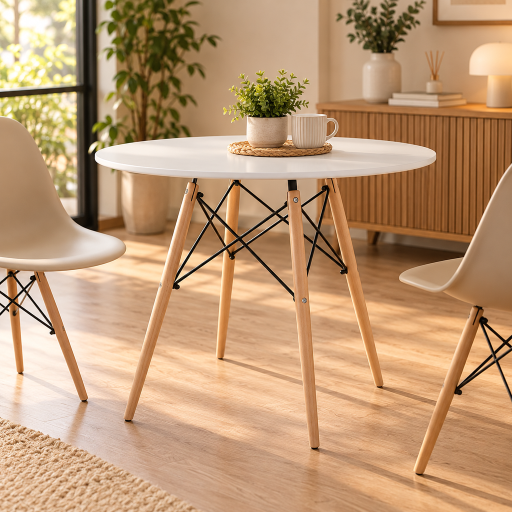 [6183 MESA EAMES REDONDA EAMES ∅70 BLANCO] Mesa Paraty Orbe Blanco