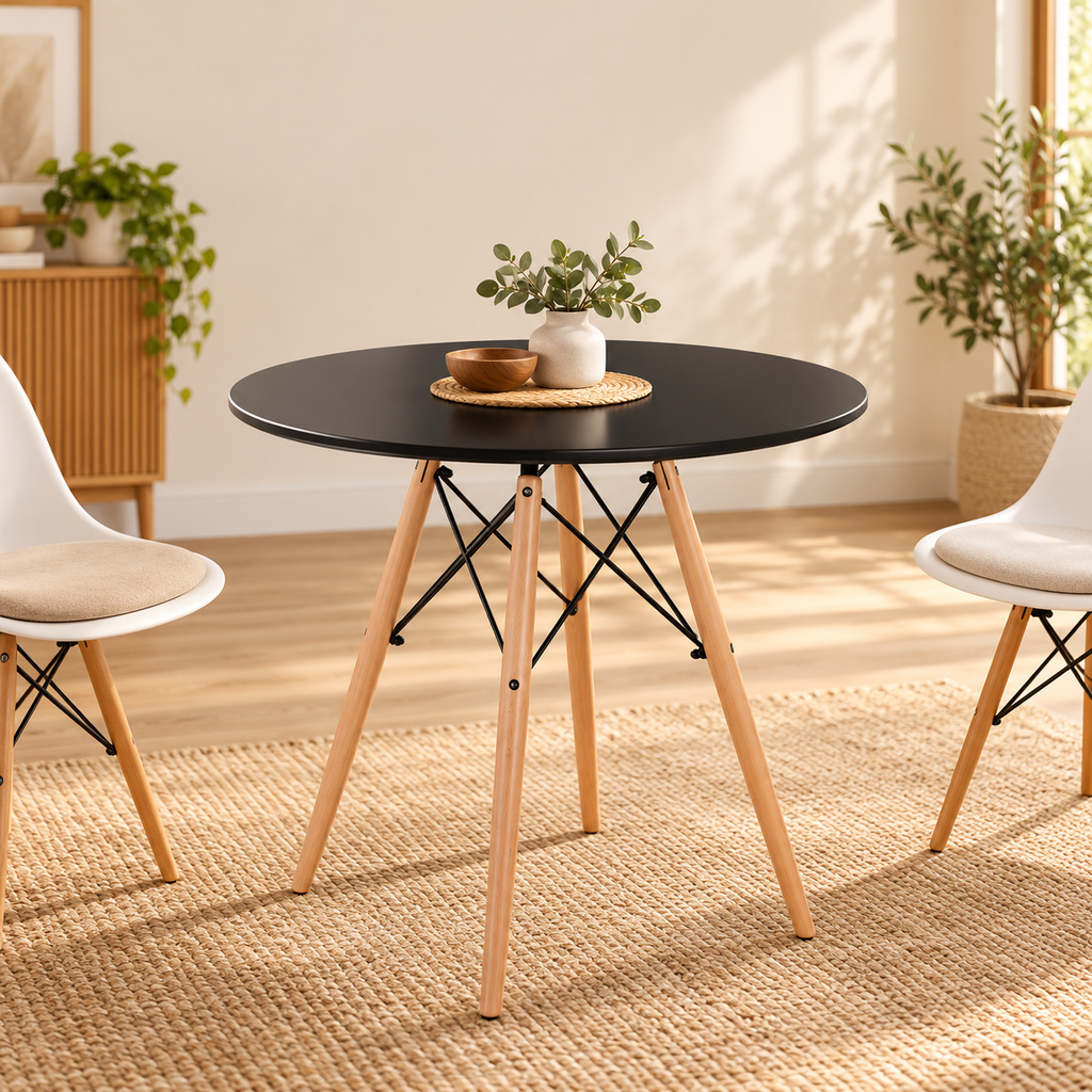 [6183 MESA EAMES REDONDA EAMES ∅70 NEGRO] Mesa Paraty Orbe Negro