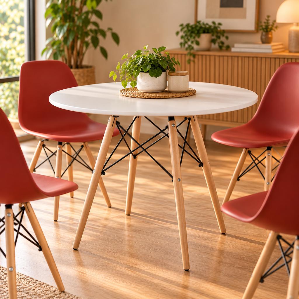 [6184 MESA EAMES REDONDA EAMES ∅90 BLANCO] Mesa Paraty Orbe Blanco