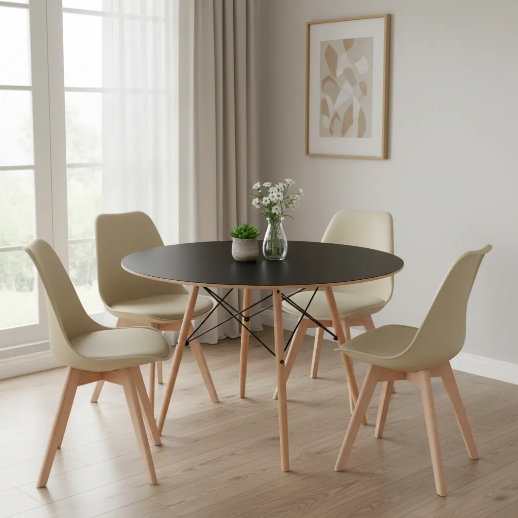 [6184 MESA EAMES REDONDA EAMES ∅90 NEGRO] Mesa Paraty Orbe Negro