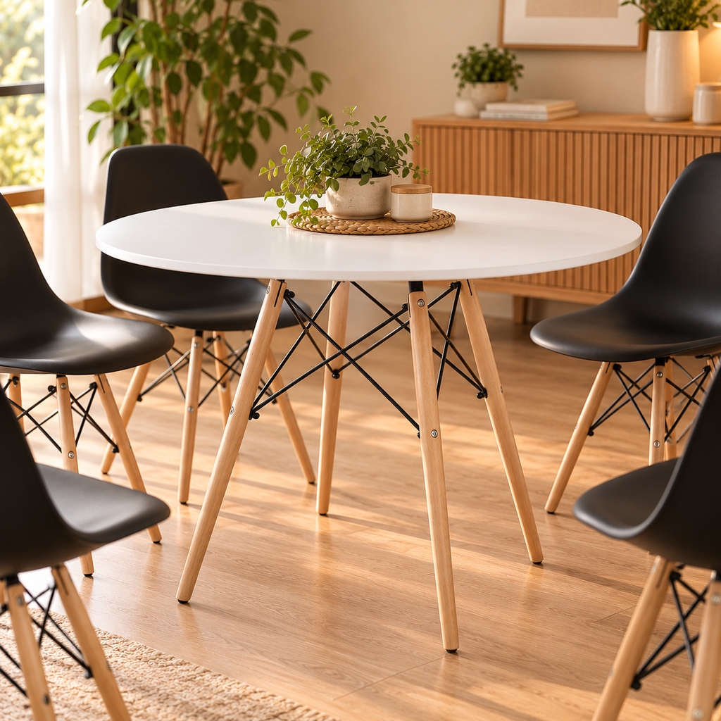 [6185 MESA EAMES REDONDA EAMES ∅110 BLANCO] Mesa Paraty Orbe Blanco
