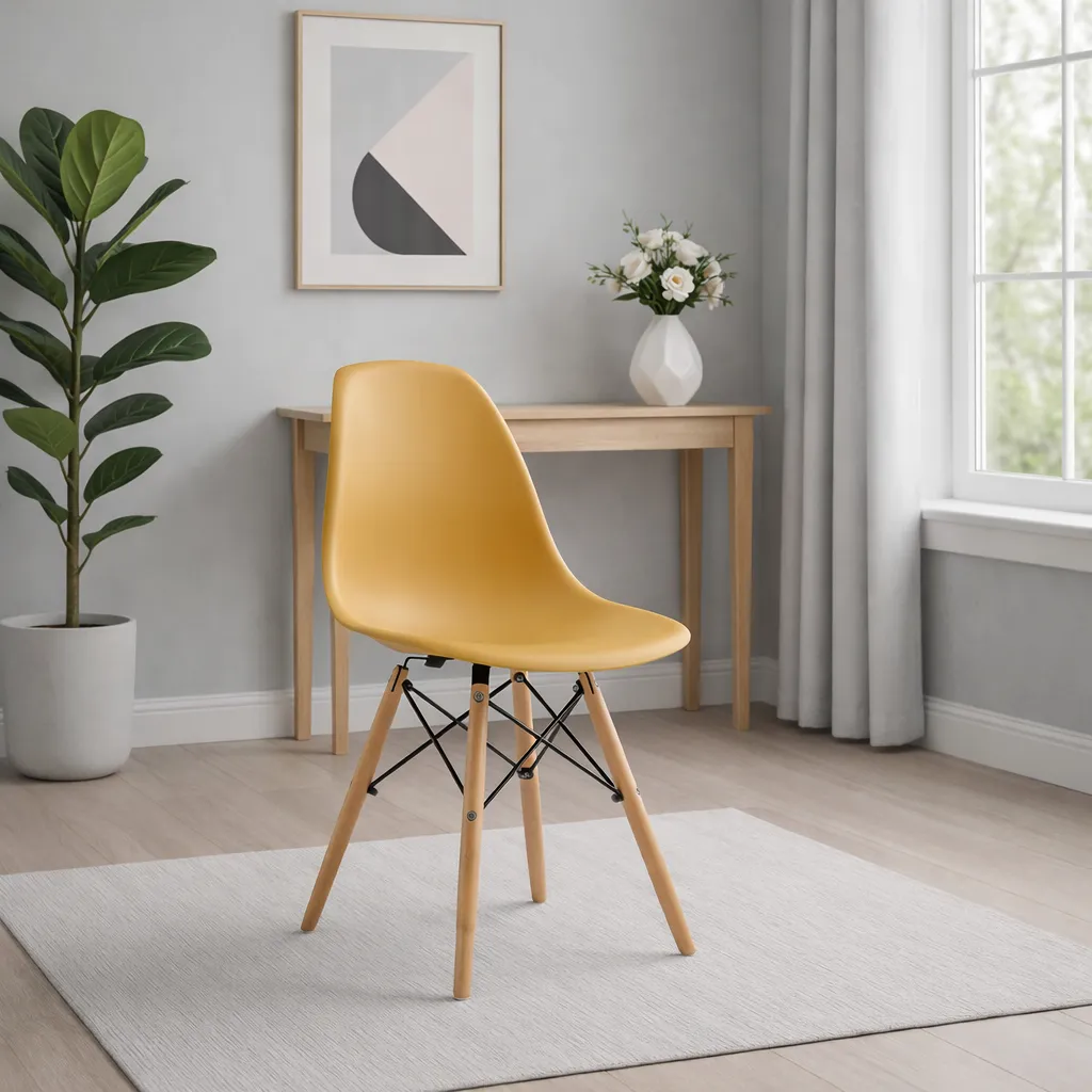 [5755 SILLA EAMES AMARILLO/LUMI PATAS DSW MAD] Silla Eames Amarillo Lumi