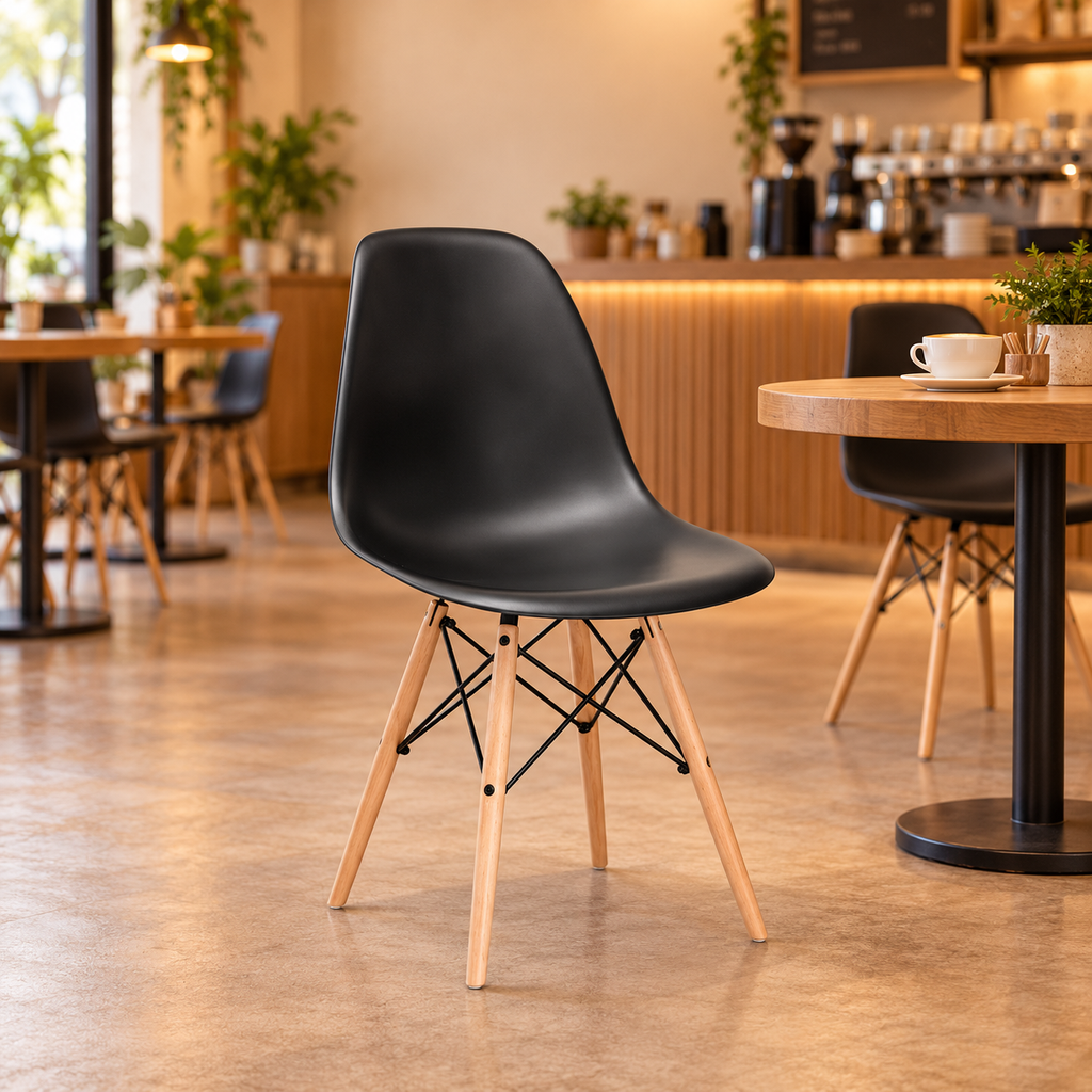 [5755 SILLA EAMES NEGRO PATAS DSW MAD] Silla Eames Negro