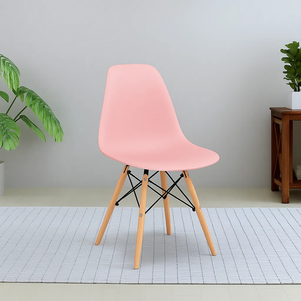 [5755 SILLA EAMES ROSADO PATAS DSW MAD] Silla Eames Rosa